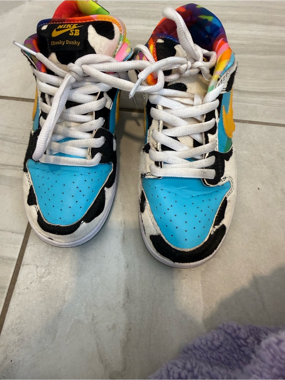 Chunky Dunky Inspired Low-Top Sneakers — Blue/Yellow/Multicolor